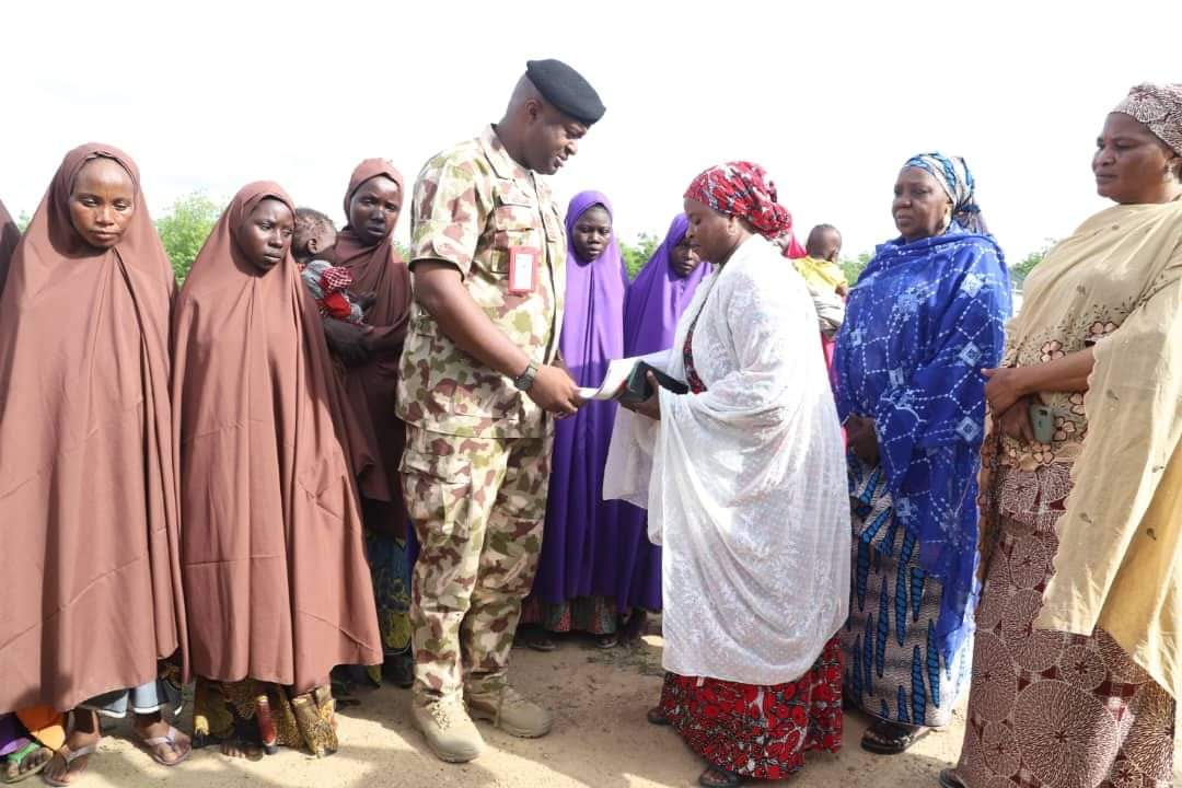 THEATRE COMMAND HANDS OVER RESCUED CHIBOK GIRL, 330 WOMEN AND CHILDREN TO BORNO GOVERNMENT