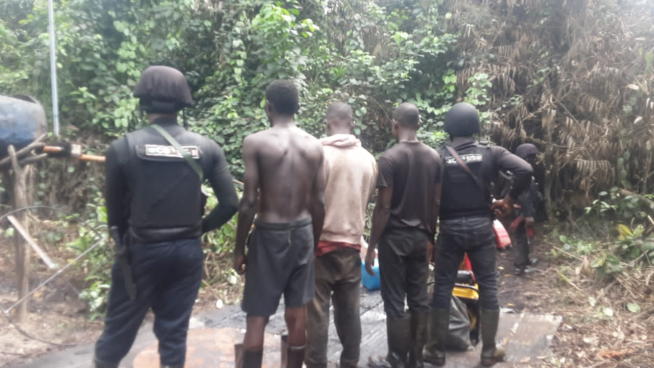 NSCDC COMMANDANT GENERAL SPECIAL INTELLIGENCE SQUAD ARRESTS 3 SUSPECTS FOR OPERATING ILLEGAL REFINERIES, HARPS ON TOTAL CLAMP DOWN ON ECONOMIC SABOTEURS