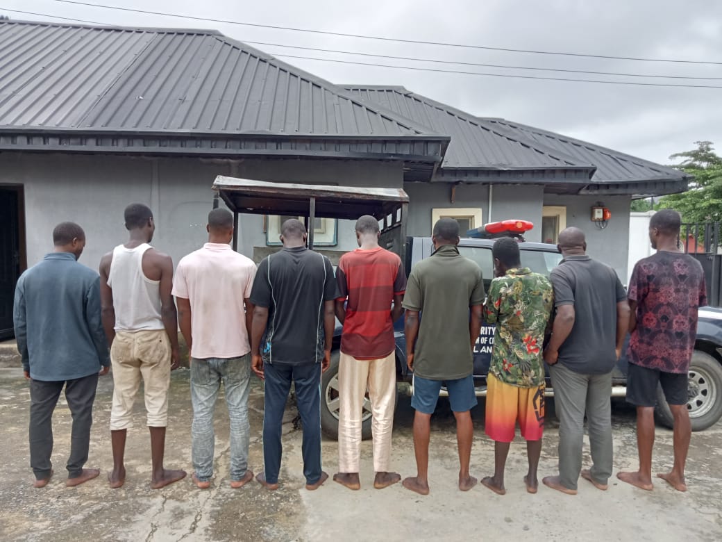 NSCDC IMPOUNDS 3 TRUCKS, ARRESTS 8 SUSPECTS FOR ILLEGAL DEALING IN PETROLEUM PRODUCTS, CRIMINAL CONSPIRACY & VANDALISATION OF POWER CABLES IN AKWA IBOM