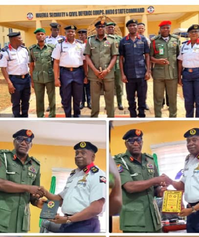 BRIGADE COMMANDER OF THE 32 BRIGADE ARTILLERY, AKURE, BRIGADIER GENERAL JUSTIN IFEANYI VISITS COMMANDANT OLUYEMI IBILOYE, HARPS ON SYNERGY, COLLABORATION AS PANACEA FOR COMBATING INSECURITY CHALLENGES IN THE STATE