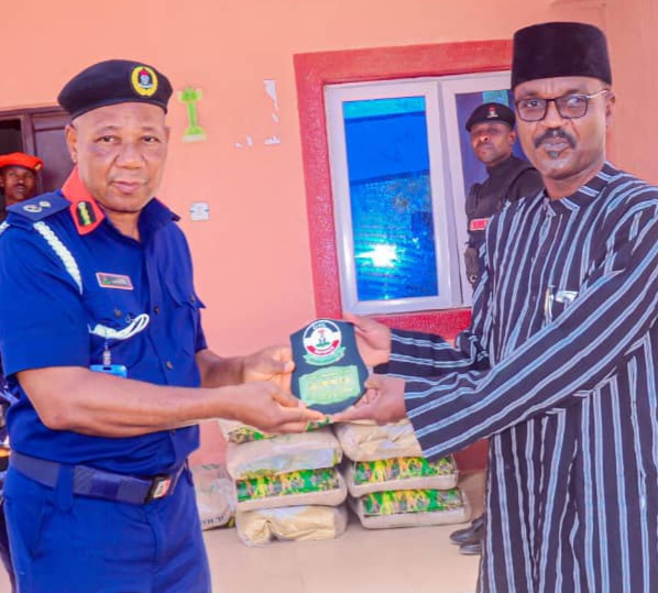 COMMANDANT AHMAD COMMENDS GOVERNOR RADDA, DISTRIBUTES RICE TO PERSONNEL