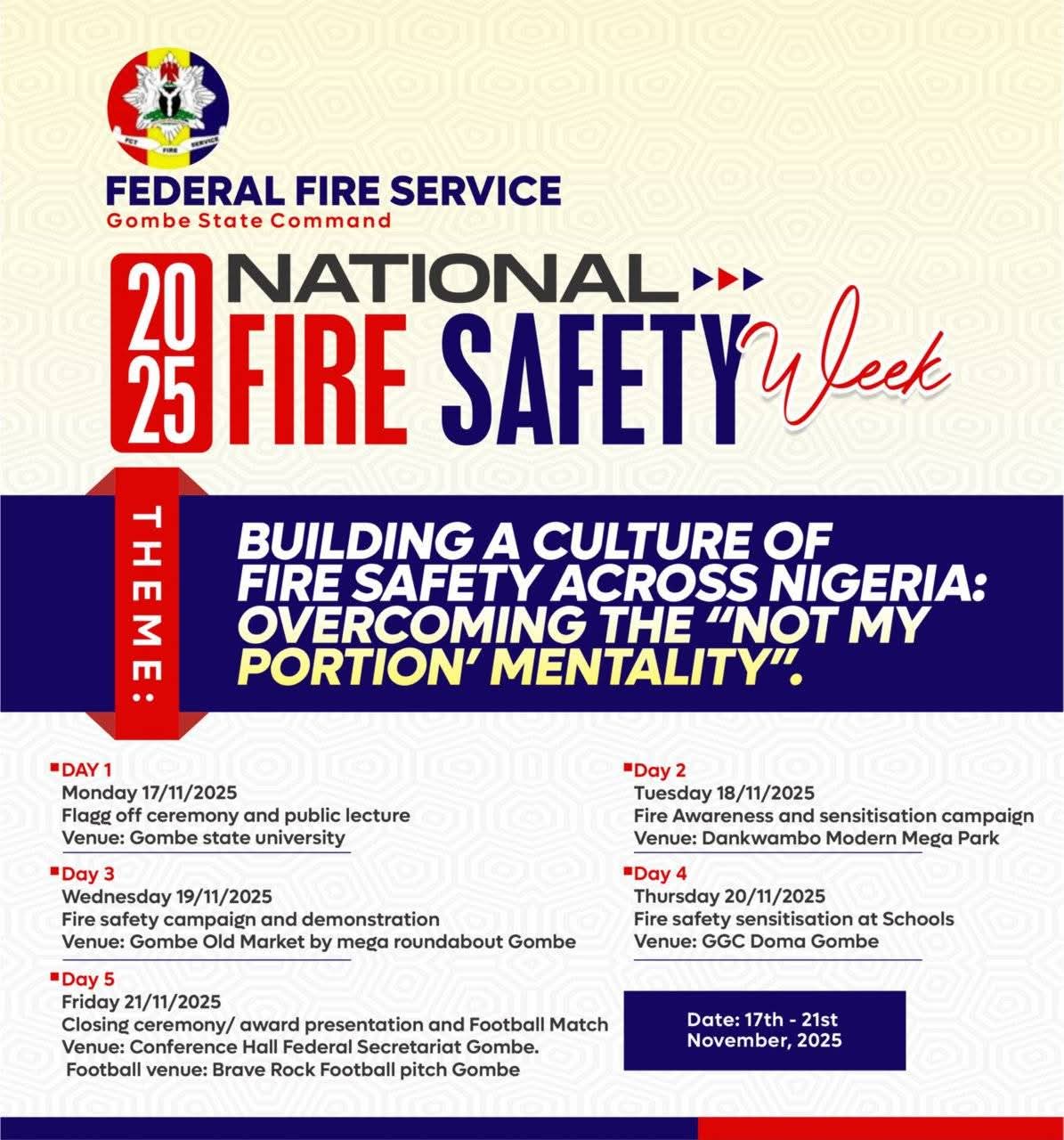 GOMBE HOSTS NATIONAL WORKSHOP ON BUILDING A CULTURE OF FIRE SAFETY ACROSS NIGERIA