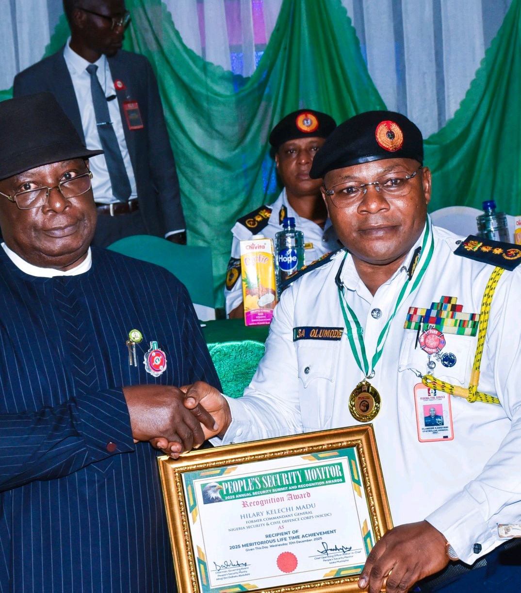 PSM Honours Former Acting NSCDC Commandant-General, Hilary Kelechi Madu with Prestigious Security Leadership Legacy Award