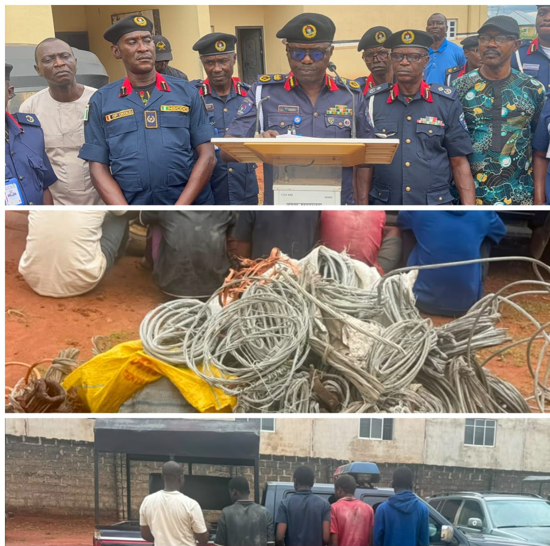 NSCDC Arrests Five Suspected Cable Vandals, Recovers Stolen Electricity Infrastructure in Delta