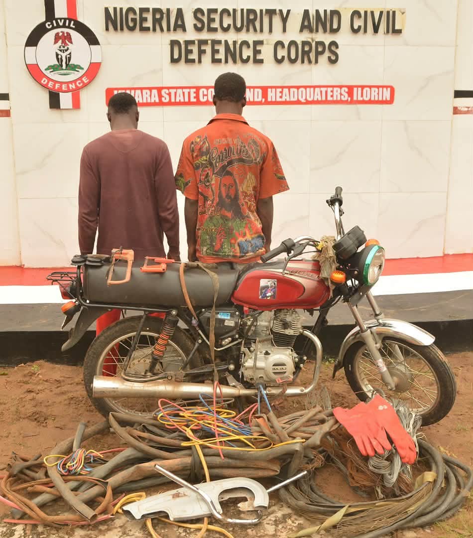 Kwara NSCDC Arrests Two Suspected Transformer Cable Vandals in Ilorin
