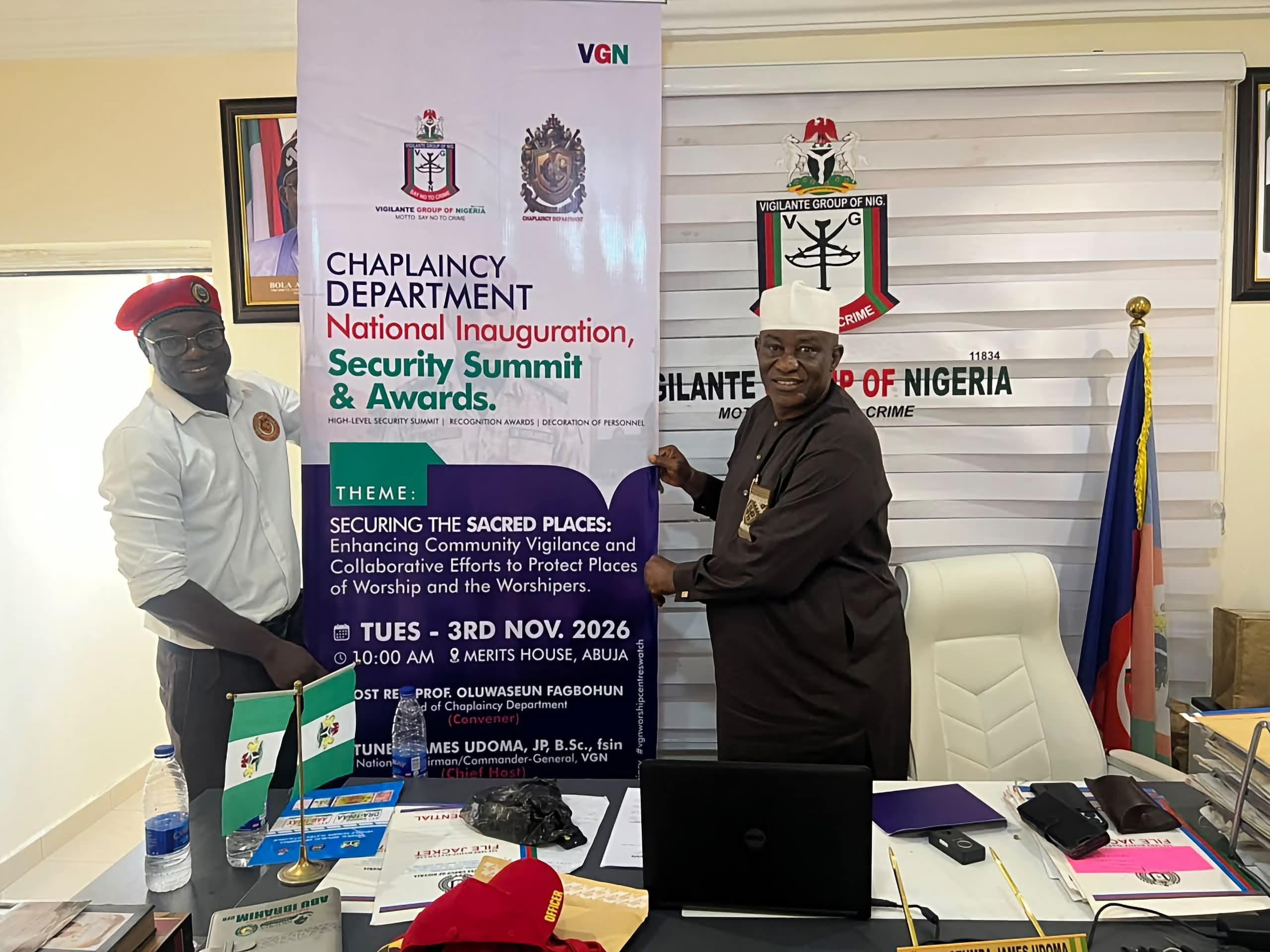 VGN CHAPLAINCY DEPARTMENT SETS NOVEMBER 3 FOR NATIONAL INAUGURATION, SECURITY SUMMIT