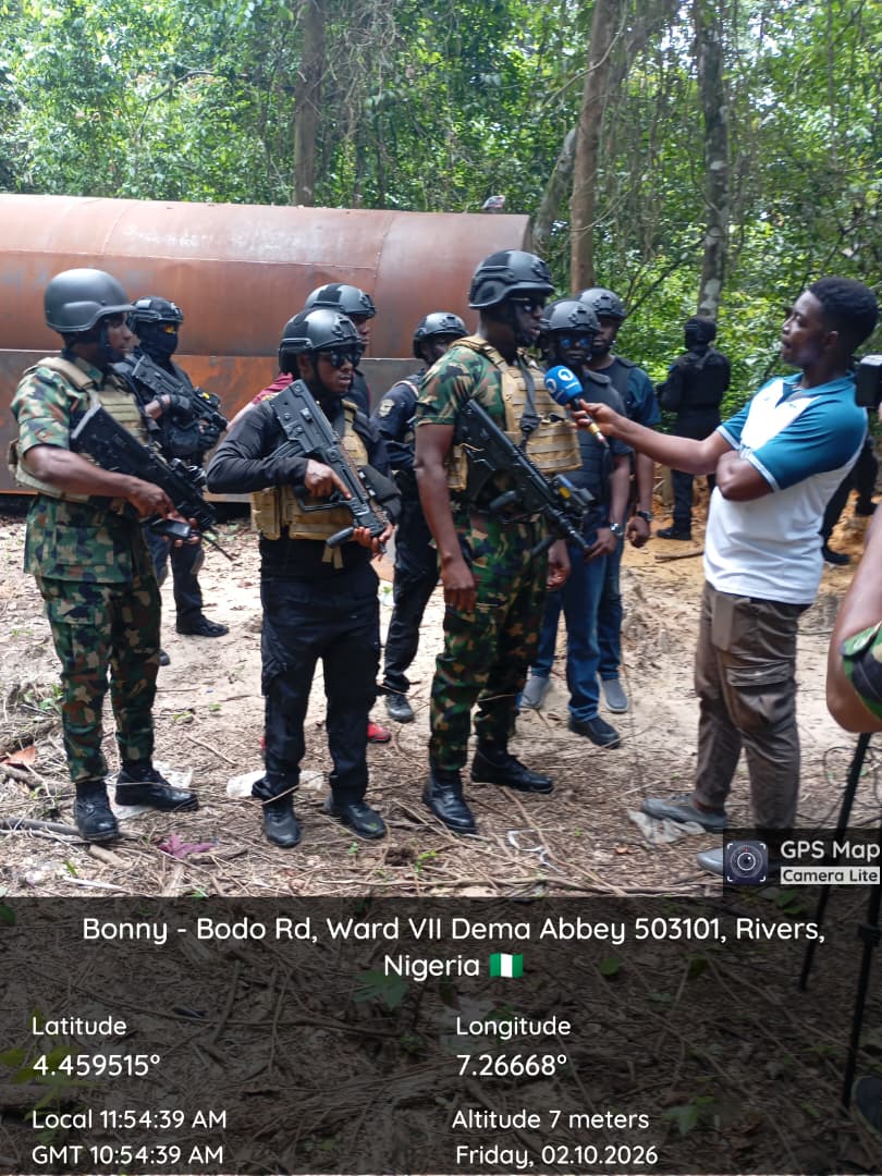 Nigerian Navy Destroys Illegal Refining Site, Intensifies Crackdown on Crude Oil Theft in Rivers